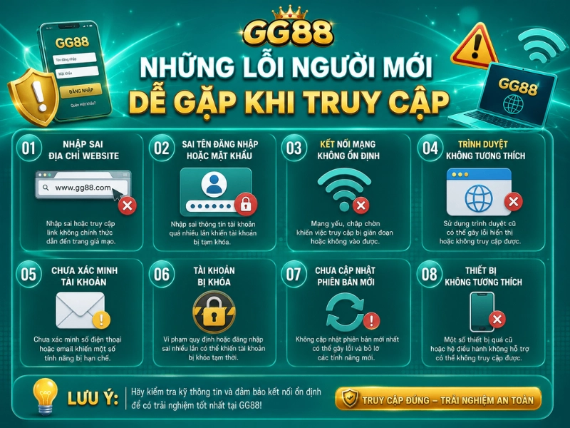 Những Lỗi Người Mới Dễ Gặp Khi Truy Cập GG88